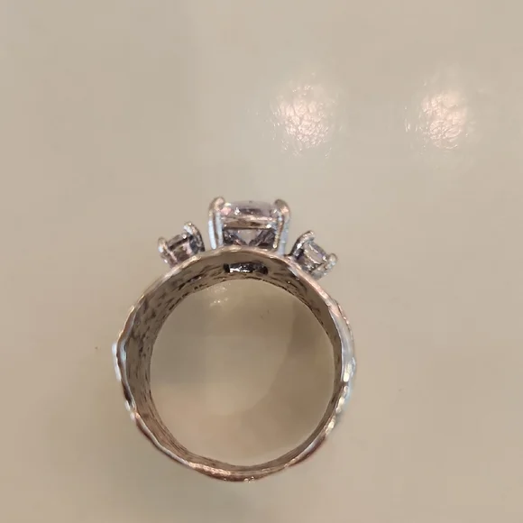 Unique Sterling Silver Ring with Clear Stones..Silver Prices Are Skyrocketing! - Picture 7 of 8